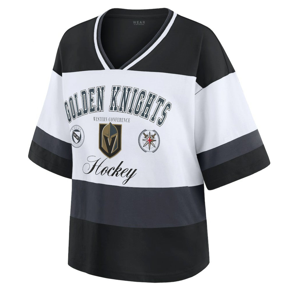 Vegas Golden Knights WEAR by Erin Andrews Women's Jersey Style Tee - Black/White | NHL online