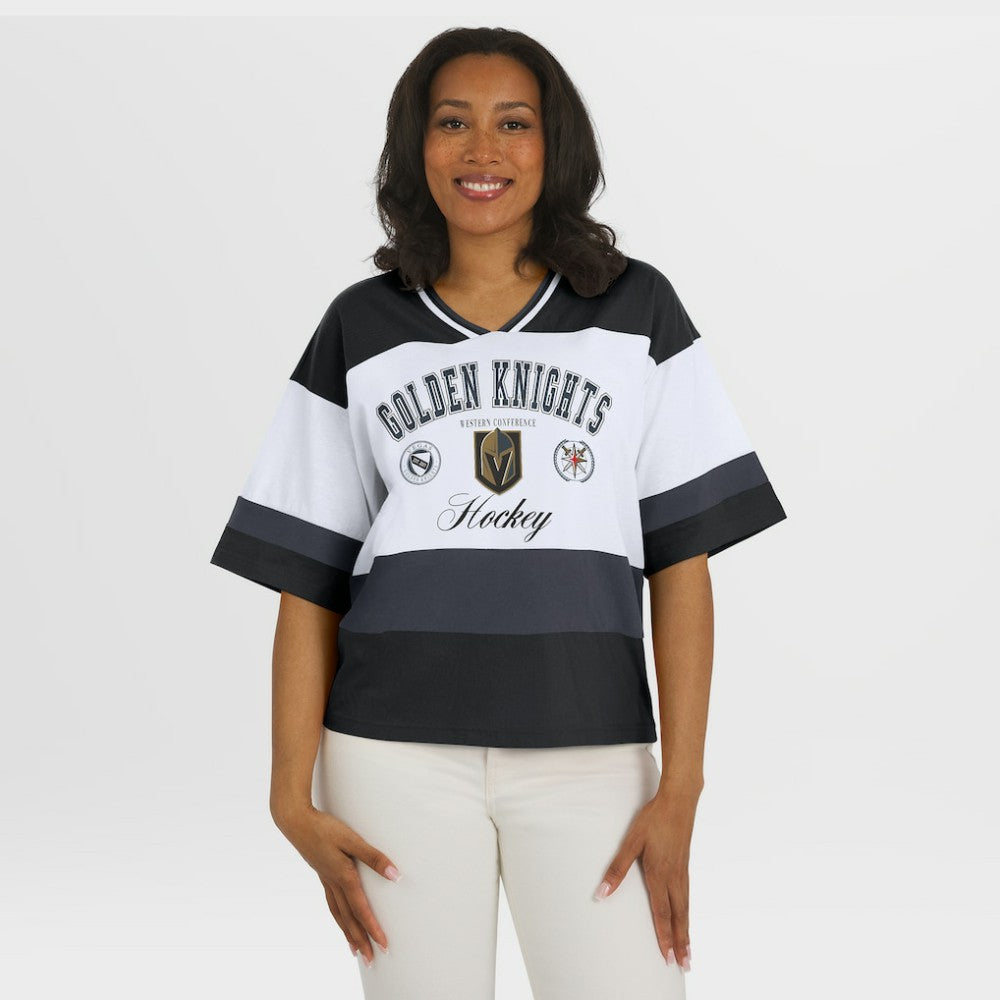 Vegas Golden Knights WEAR by Erin Andrews Women's Jersey Style Tee - Black/White | NHL online