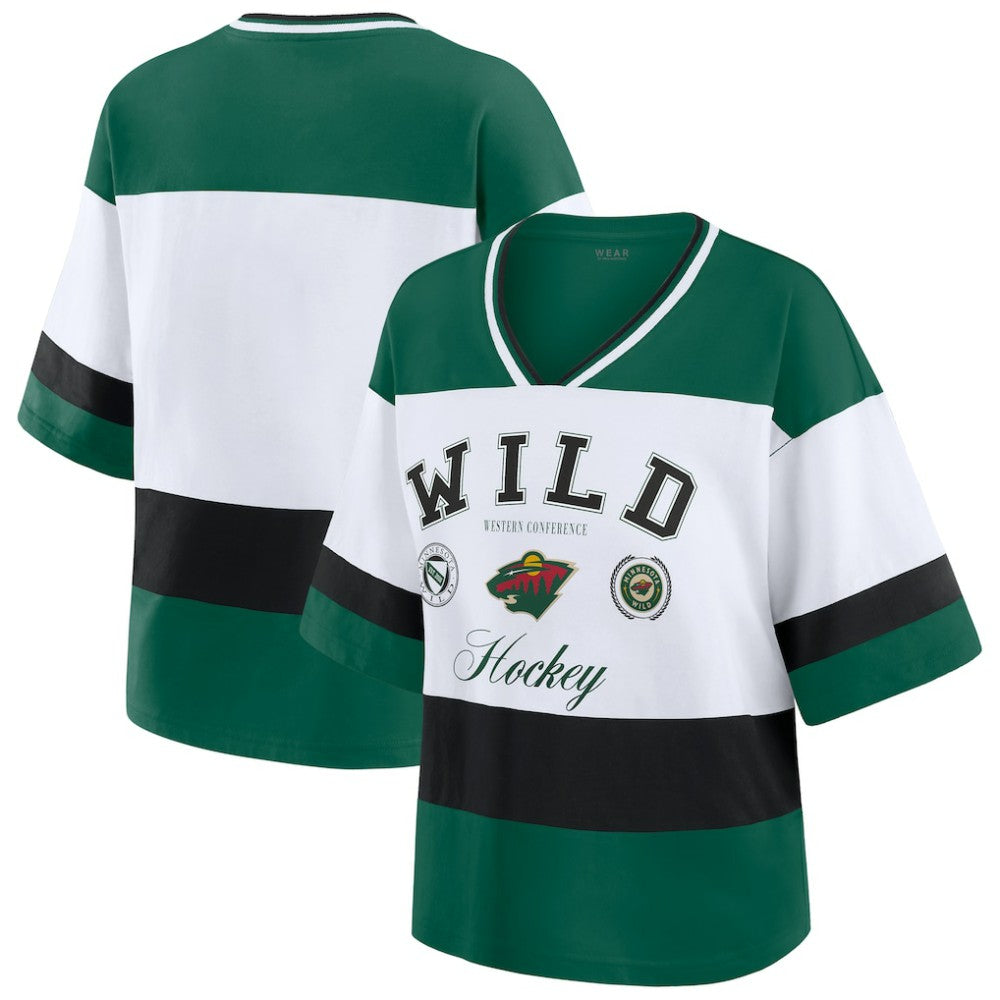 Minnesota Wild WEAR by Erin Andrews Women's Jersey Style Tee - Green/White | NHL on sale