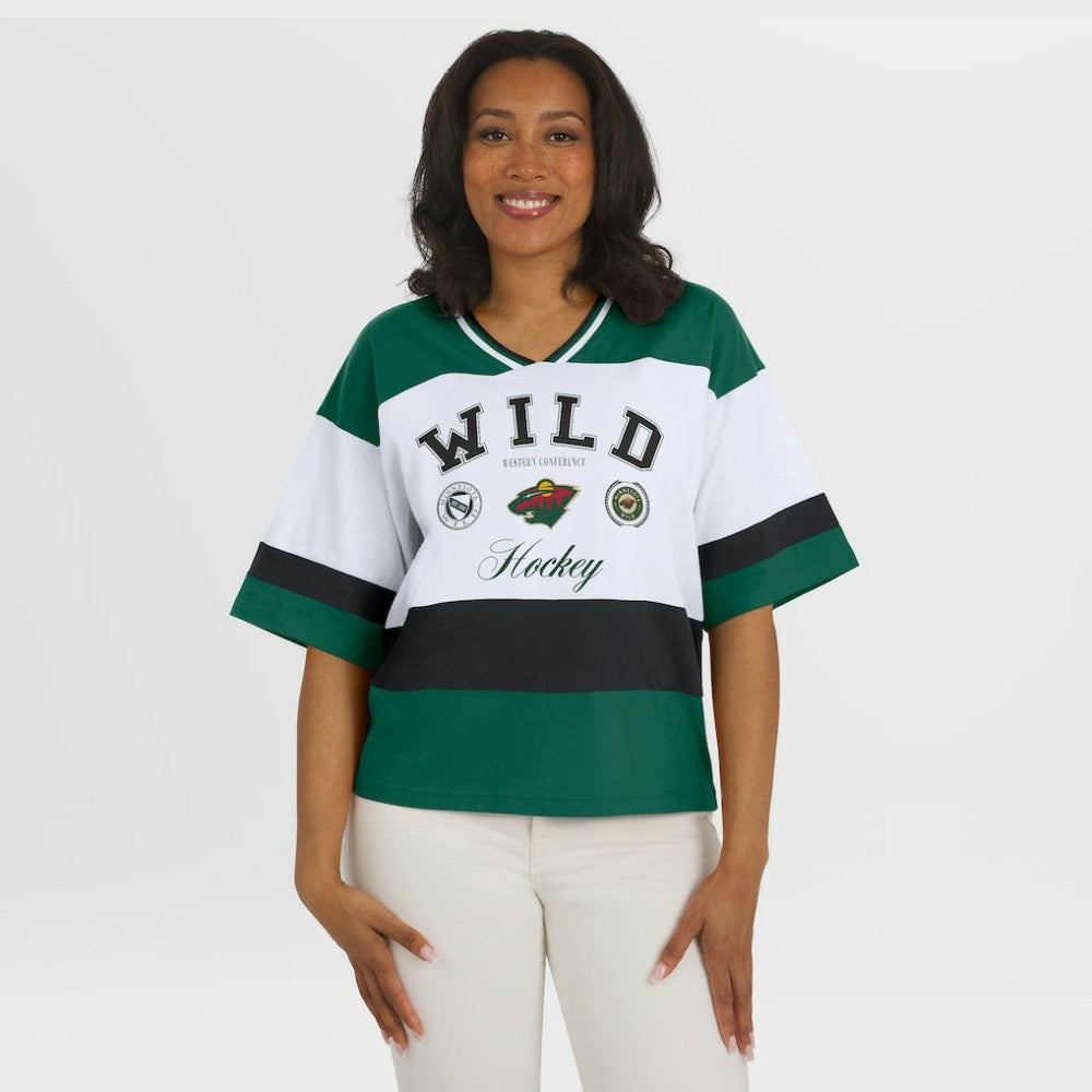 Minnesota Wild WEAR by Erin Andrews Women's Jersey Style Tee - Green/White | NHL on sale