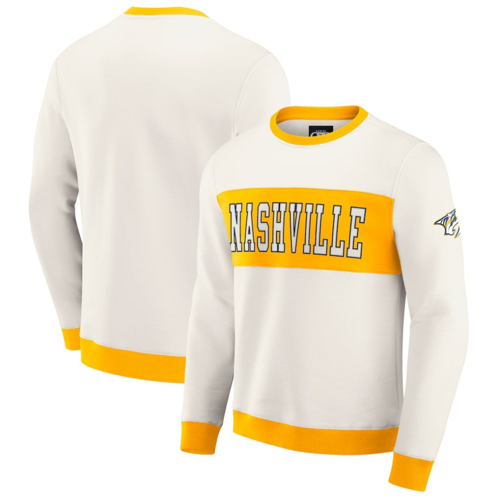 Nashville Predators Darius Rucker Collection by Fanatics Colorblock Pullover Sweatshirt - Cream | Fanatics Lifestyle