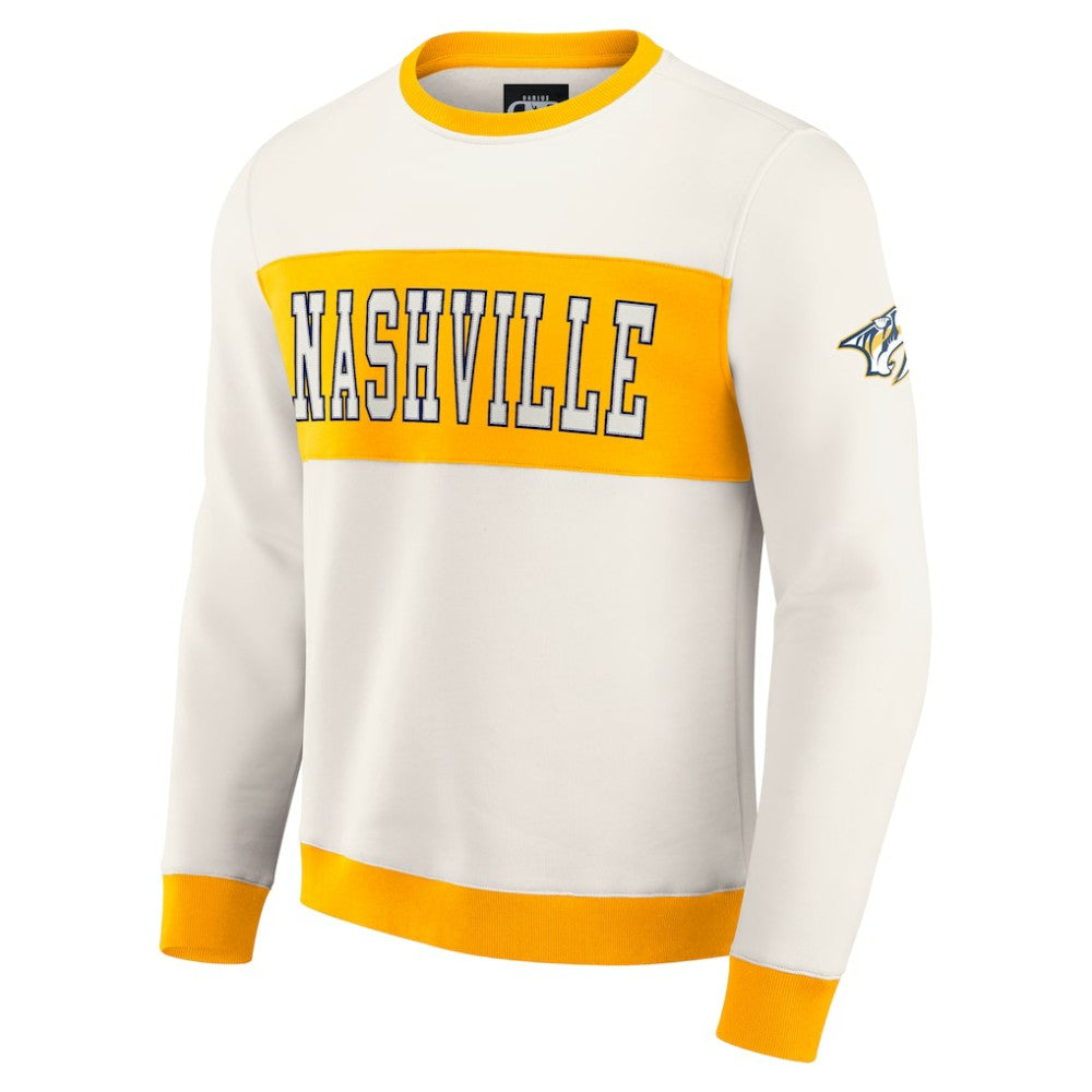 Nashville Predators Darius Rucker Collection by Fanatics Colorblock Pullover Sweatshirt - Cream | Fanatics Lifestyle