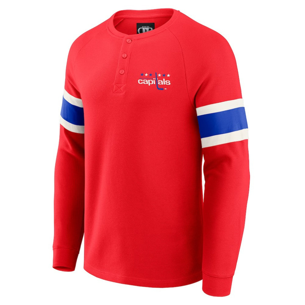Washington Capitals Darius Rucker Collection by Fanatics Waffle-Knit Raglan Long Sleeve Henley T-Shirt - Red | Fanatics sale