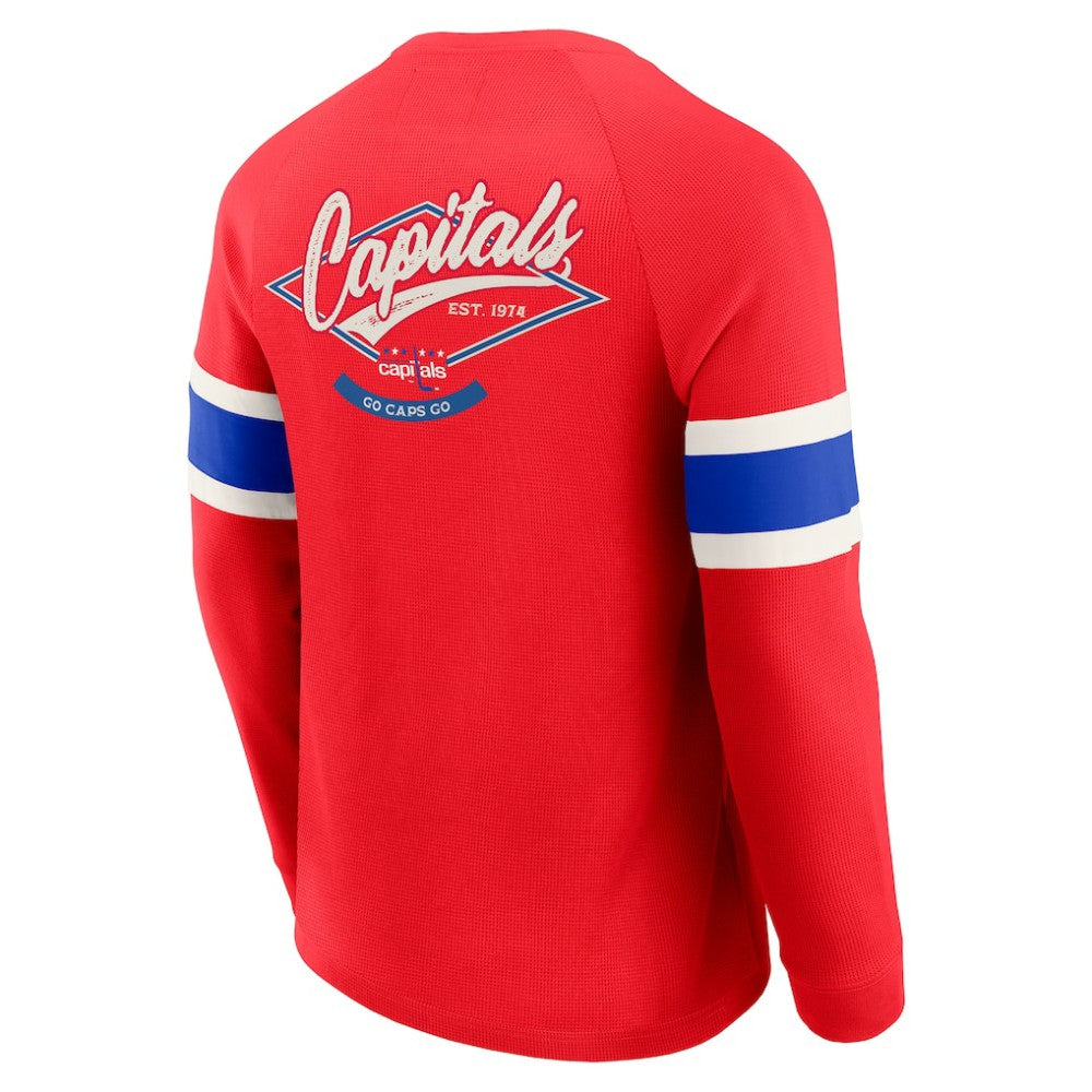 Washington Capitals Darius Rucker Collection by Fanatics Waffle-Knit Raglan Long Sleeve Henley T-Shirt - Red | Fanatics sale