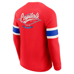 Washington Capitals Darius Rucker Collection by Fanatics Waffle-Knit Raglan Long Sleeve Henley T-Shirt - Red | Fanatics sale