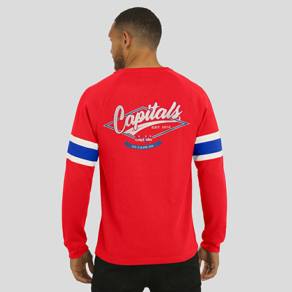 Washington Capitals Darius Rucker Collection by Fanatics Waffle-Knit Raglan Long Sleeve Henley T-Shirt - Red | Fanatics sale