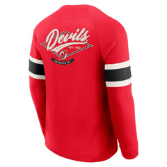 New Jersey Devils Darius Rucker Collection by Fanatics Waffle-Knit Raglan Long Sleeve Henley T-Shirt - Red | Fanatics sale