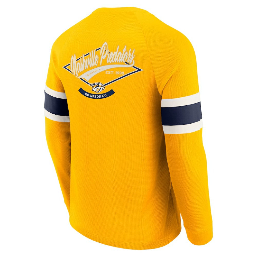 Nashville Predators Darius Rucker Collection by Fanatics Waffle-Knit Raglan Long Sleeve Henley T-Shirt - Gold | Fanatics near me