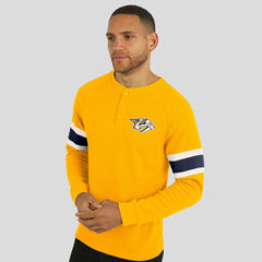 Nashville Predators Darius Rucker Collection by Fanatics Waffle-Knit Raglan Long Sleeve Henley T-Shirt - Gold | Fanatics near me