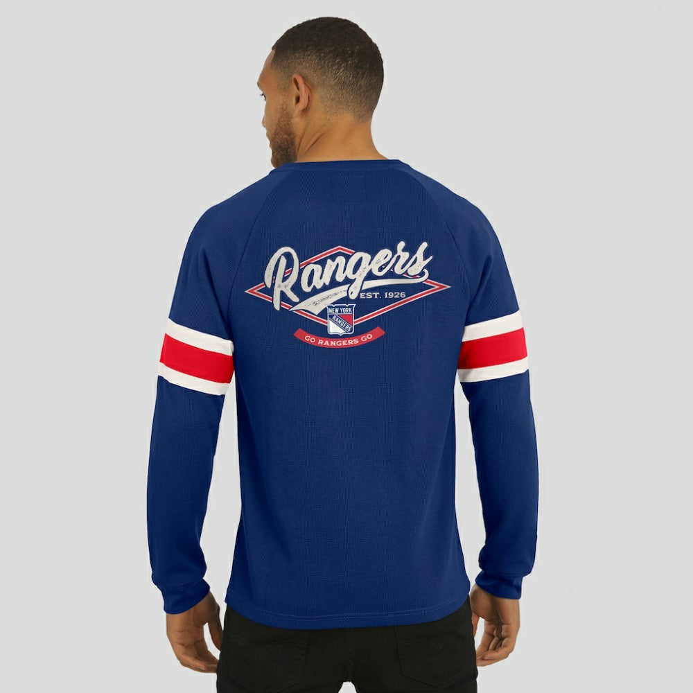 New York Rangers Darius Rucker Collection by Fanatics Waffle-Knit Raglan Long Sleeve Henley T-Shirt - Navy | Fanatics sale