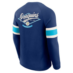 Pittsburgh Penguins Darius Rucker Collection by Fanatics Waffle-Knit Raglan Long Sleeve Henley T-Shirt - Navy | Fanatics Clearance