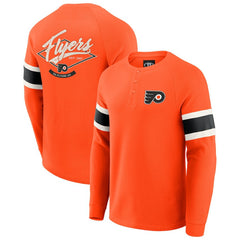 Philadelphia Flyers Darius Rucker Collection by Fanatics Waffle-Knit Raglan Long Sleeve Henley T-Shirt - Orange | Fanatics Lifestyle