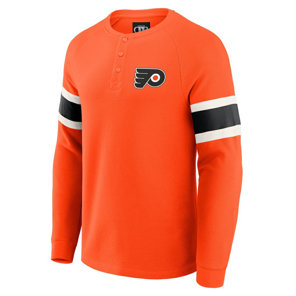 Philadelphia Flyers Darius Rucker Collection by Fanatics Waffle-Knit Raglan Long Sleeve Henley T-Shirt - Orange | Fanatics Lifestyle