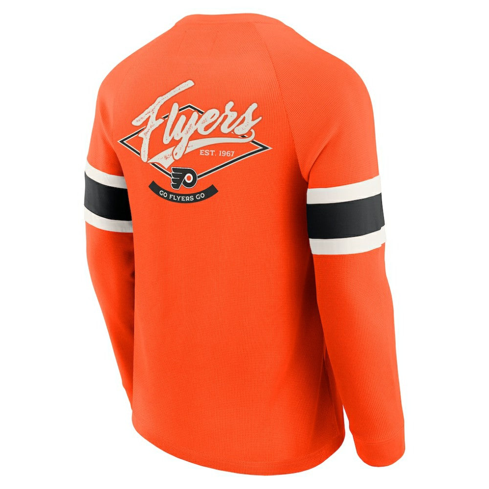 Philadelphia Flyers Darius Rucker Collection by Fanatics Waffle-Knit Raglan Long Sleeve Henley T-Shirt - Orange | Fanatics Lifestyle