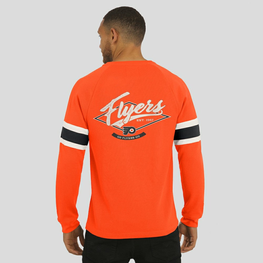 Philadelphia Flyers Darius Rucker Collection by Fanatics Waffle-Knit Raglan Long Sleeve Henley T-Shirt - Orange | Fanatics Lifestyle