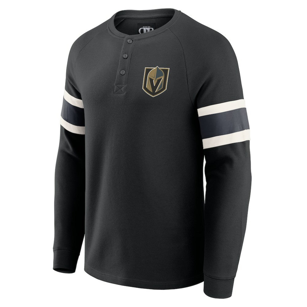 Vegas Golden Knights Darius Rucker Collection by Fanatics Waffle-Knit Raglan Long Sleeve Henley T-Shirt - Black | Fanatics online