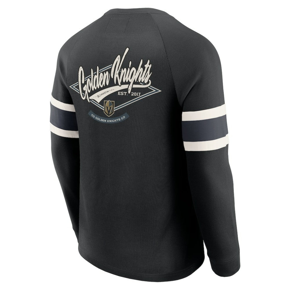 Vegas Golden Knights Darius Rucker Collection by Fanatics Waffle-Knit Raglan Long Sleeve Henley T-Shirt - Black | Fanatics online