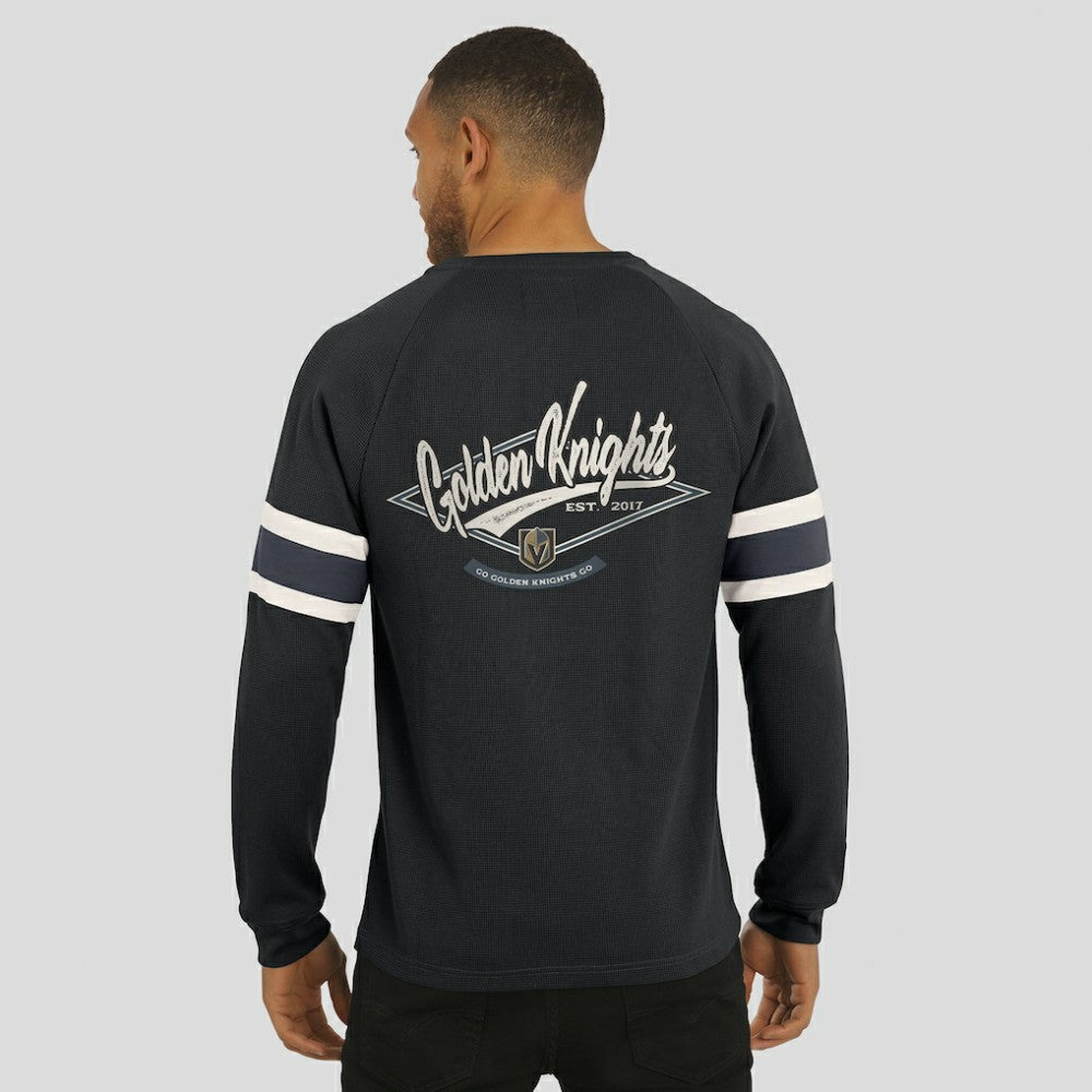 Vegas Golden Knights Darius Rucker Collection by Fanatics Waffle-Knit Raglan Long Sleeve Henley T-Shirt - Black | Fanatics online