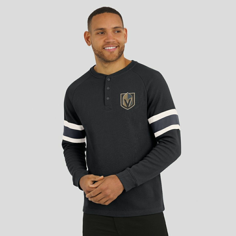 Vegas Golden Knights Darius Rucker Collection by Fanatics Waffle-Knit Raglan Long Sleeve Henley T-Shirt - Black | Fanatics online