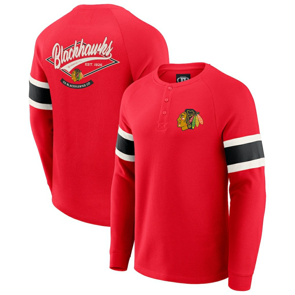 Chicago Blackhawks Darius Rucker Collection by Fanatics Waffle-Knit Raglan Long Sleeve Henley T-Shirt - Red | Fanatics discount
