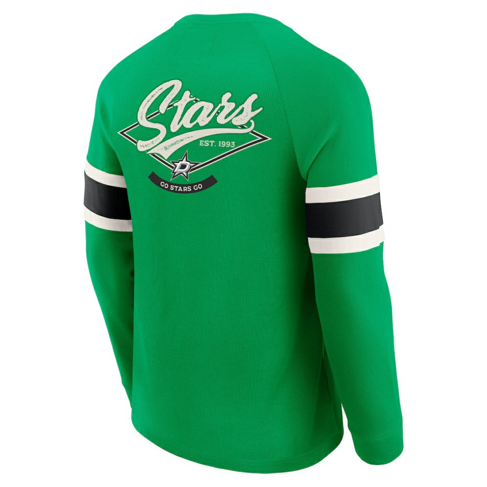 Dallas Stars Darius Rucker Collection by Fanatics Waffle-Knit Raglan Long Sleeve Henley T-Shirt - Green | Fanatics Lifestyle