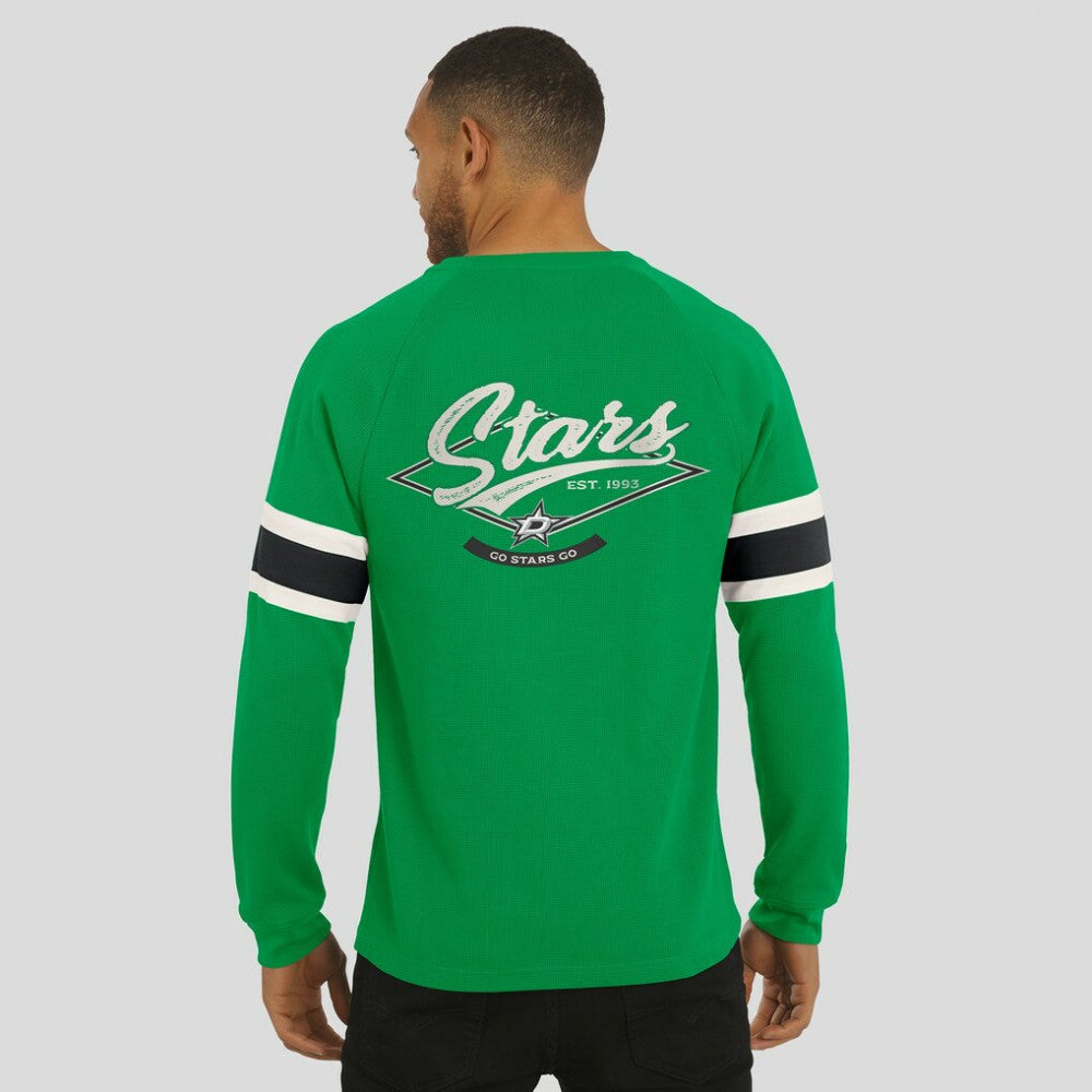 Dallas Stars Darius Rucker Collection by Fanatics Waffle-Knit Raglan Long Sleeve Henley T-Shirt - Green | Fanatics Lifestyle