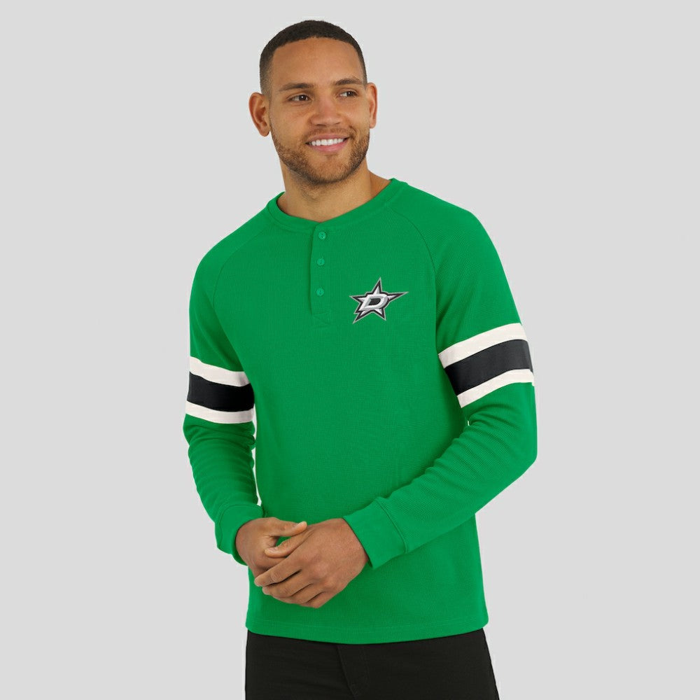 Dallas Stars Darius Rucker Collection by Fanatics Waffle-Knit Raglan Long Sleeve Henley T-Shirt - Green | Fanatics Lifestyle