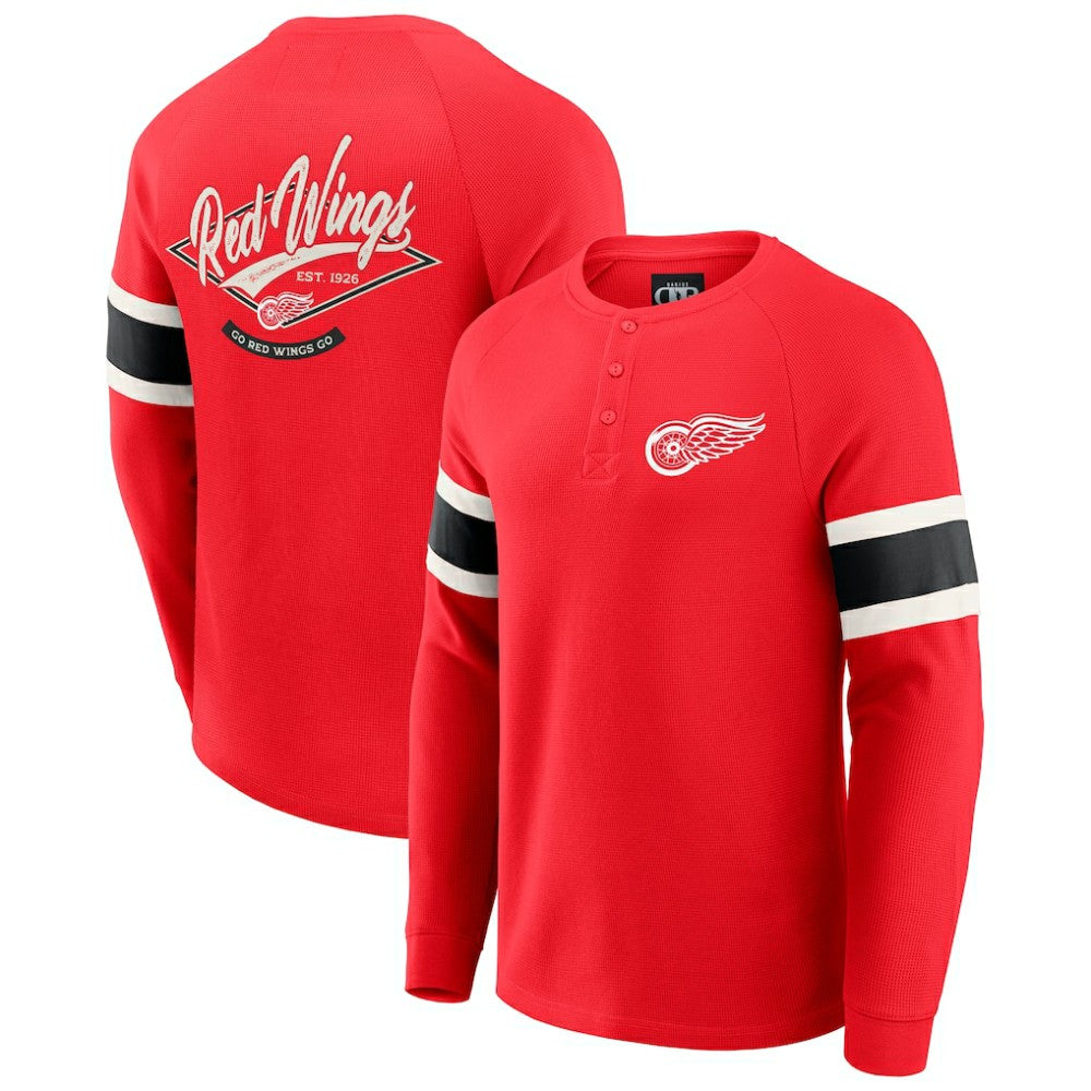 Detroit Red Wings Darius Rucker Collection by Fanatics Waffle-Knit Raglan Long Sleeve Henley T-Shirt - Red | Fanatics sale