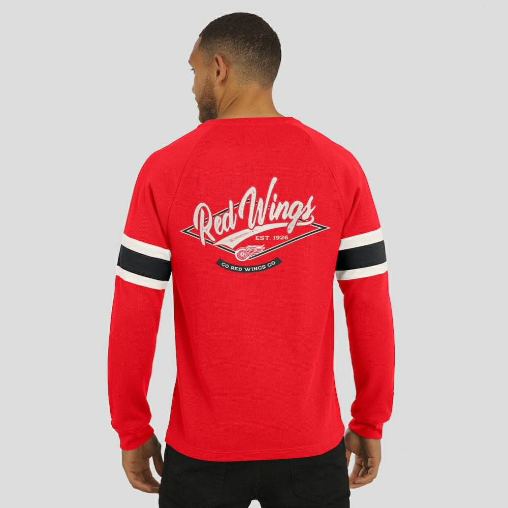 Detroit Red Wings Darius Rucker Collection by Fanatics Waffle-Knit Raglan Long Sleeve Henley T-Shirt - Red | Fanatics sale