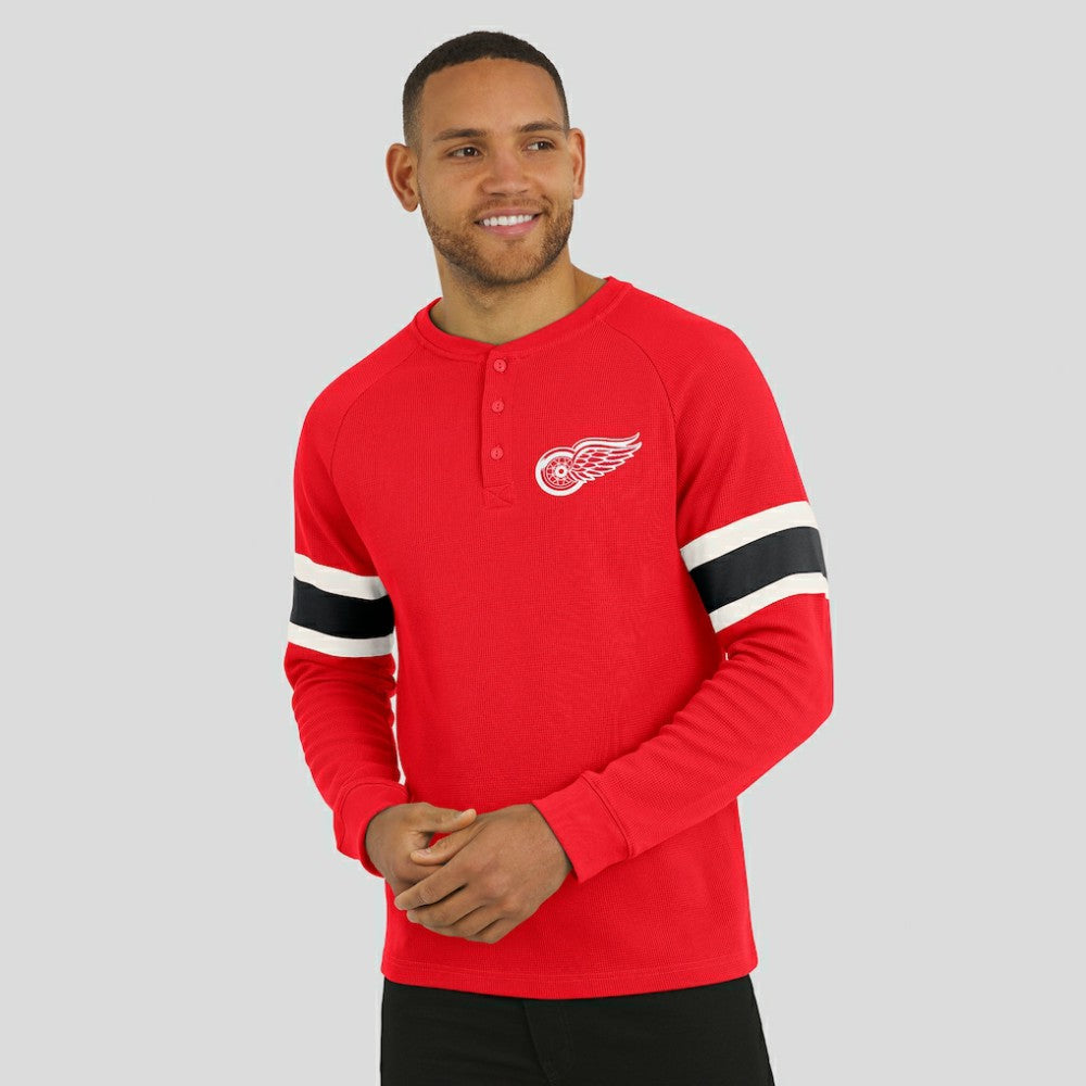Detroit Red Wings Darius Rucker Collection by Fanatics Waffle-Knit Raglan Long Sleeve Henley T-Shirt - Red | Fanatics sale