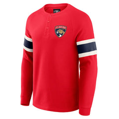 Florida Panthers Darius Rucker Collection by Fanatics Waffle-Knit Raglan Long Sleeve Henley T-Shirt - Red | Fanatics sale