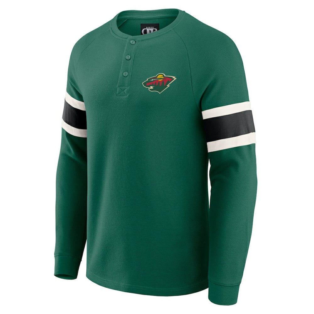 Minnesota Wild Darius Rucker Collection by Fanatics Waffle-Knit Raglan Long Sleeve Henley T-Shirt - Green | Fanatics sale