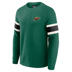 Minnesota Wild Darius Rucker Collection by Fanatics Waffle-Knit Raglan Long Sleeve Henley T-Shirt - Green | Fanatics sale