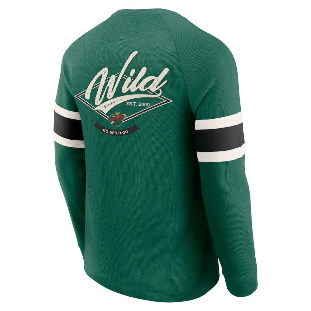 Minnesota Wild Darius Rucker Collection by Fanatics Waffle-Knit Raglan Long Sleeve Henley T-Shirt - Green | Fanatics sale