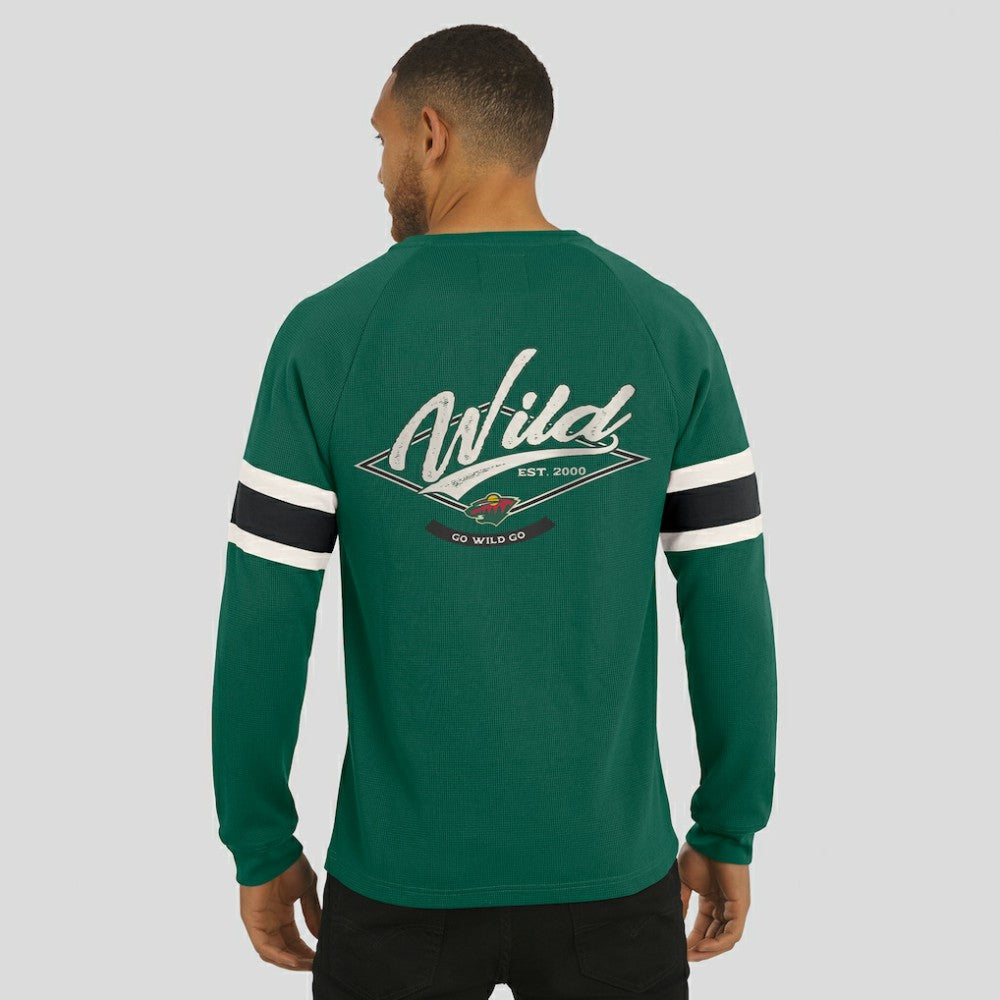 Minnesota Wild Darius Rucker Collection by Fanatics Waffle-Knit Raglan Long Sleeve Henley T-Shirt - Green | Fanatics sale