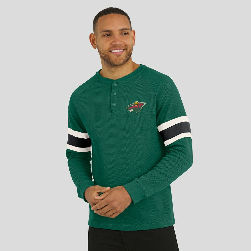 Minnesota Wild Darius Rucker Collection by Fanatics Waffle-Knit Raglan Long Sleeve Henley T-Shirt - Green | Fanatics sale