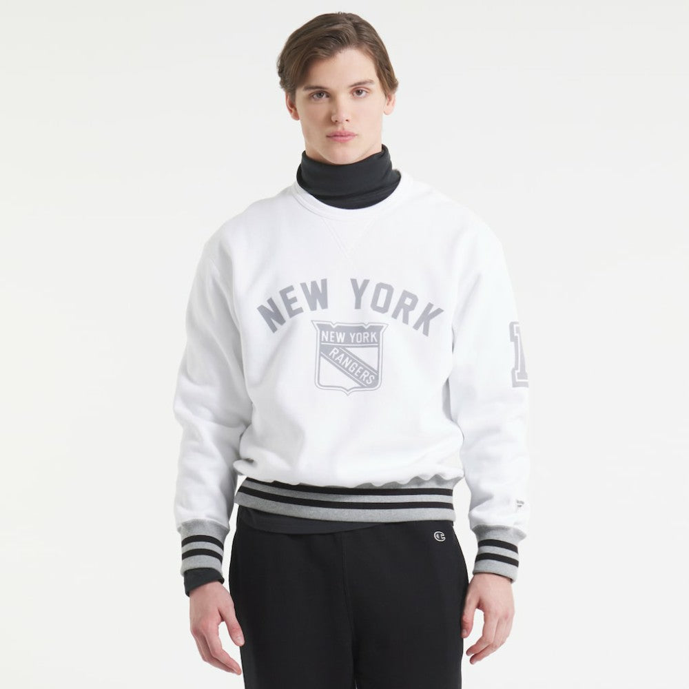 New York Rangers Todd Snyder by Fanatics Relaxed Canadian Fleece Crew - White | Fanatics near me