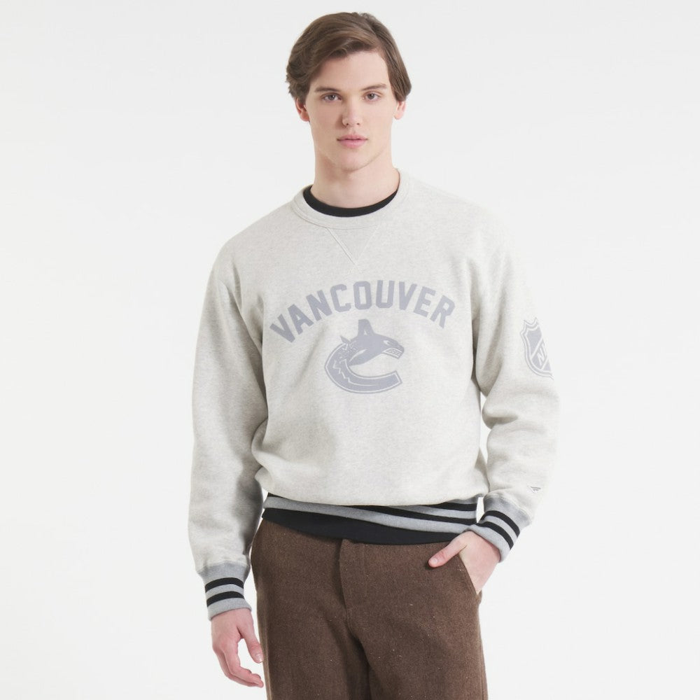 Vancouver Canucks Todd Snyder by Fanatics Relaxed Canadian Fleece Crew - Heather Gray | Fanatics Lifestyle