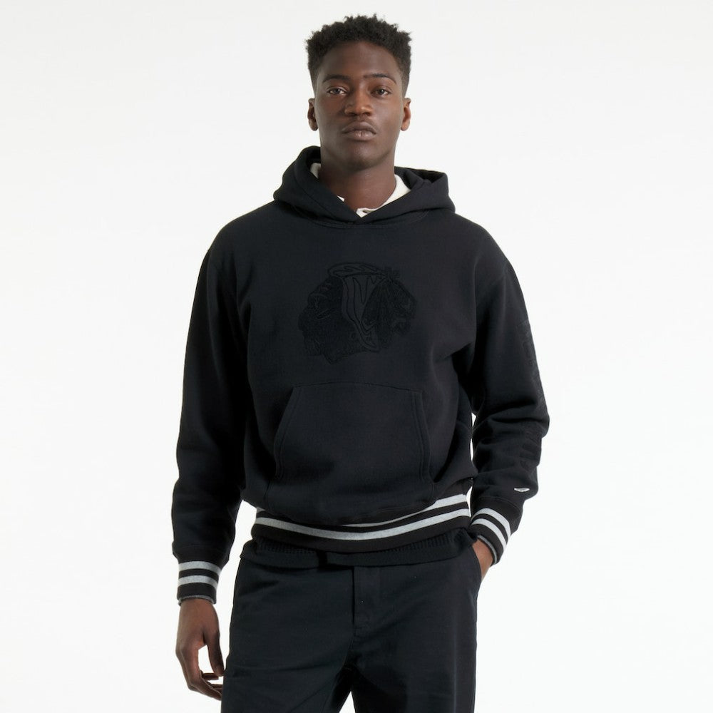 Chicago Blackhawks Todd Snyder by Fanatics Relaxed Canadian Fleece Hoodie - Black | Fanatics Lifestyle