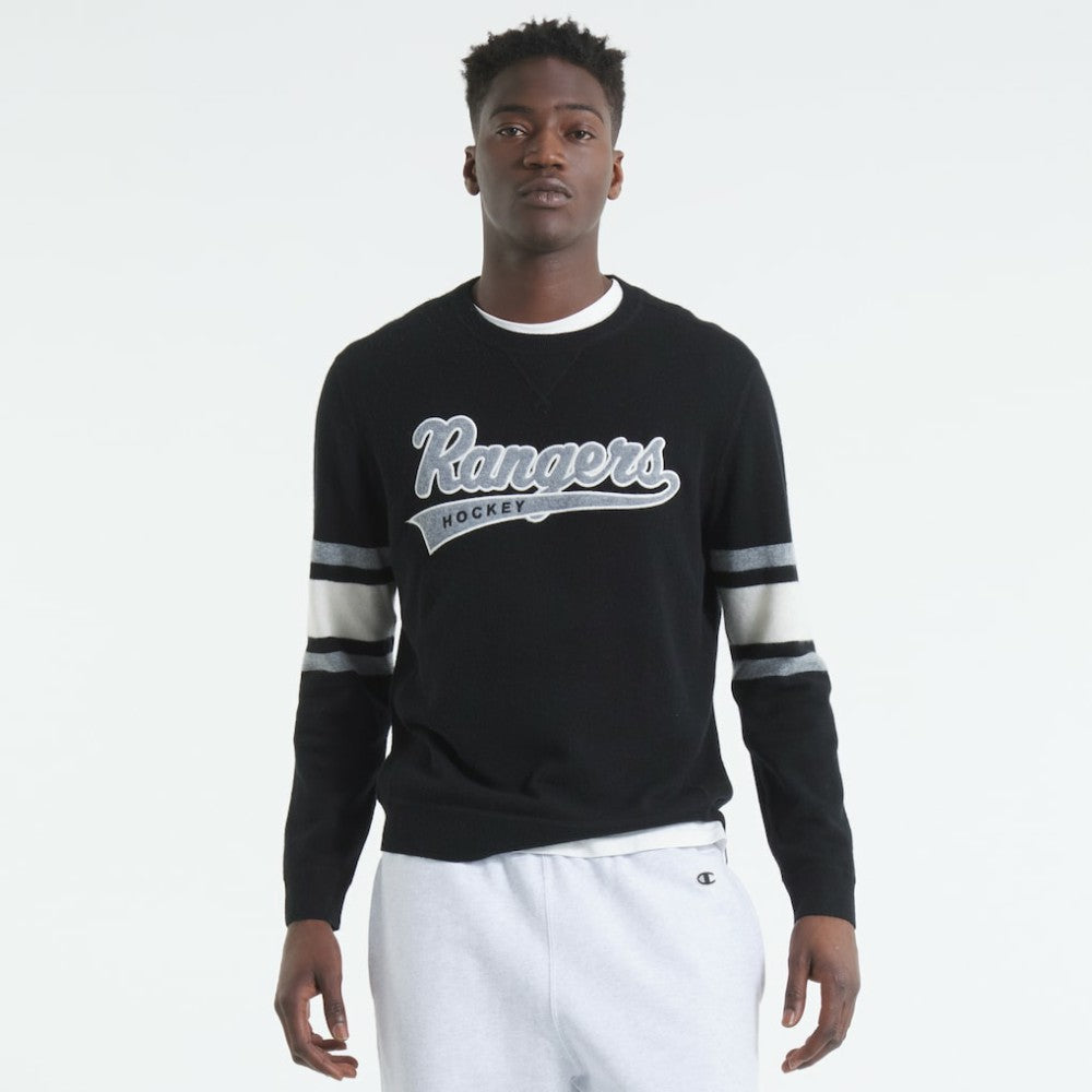 New York Rangers Todd Snyder by Fanatics Cashmere Crew Sweater - Black | Fanatics sale
