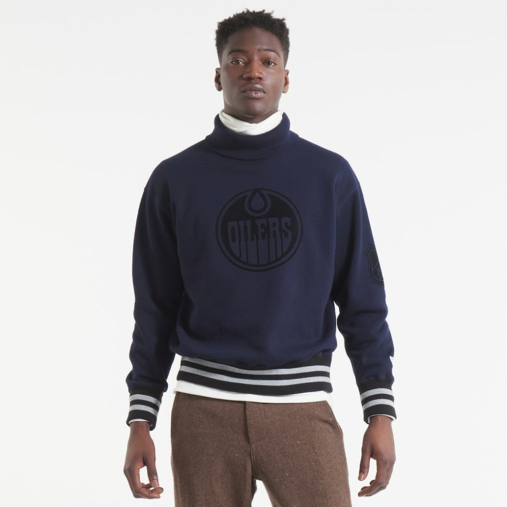 Edmonton Oilers Todd Snyder by Fanatics Relaxed Canadian Fleece Turtleneck - Navy | Fanatics near me