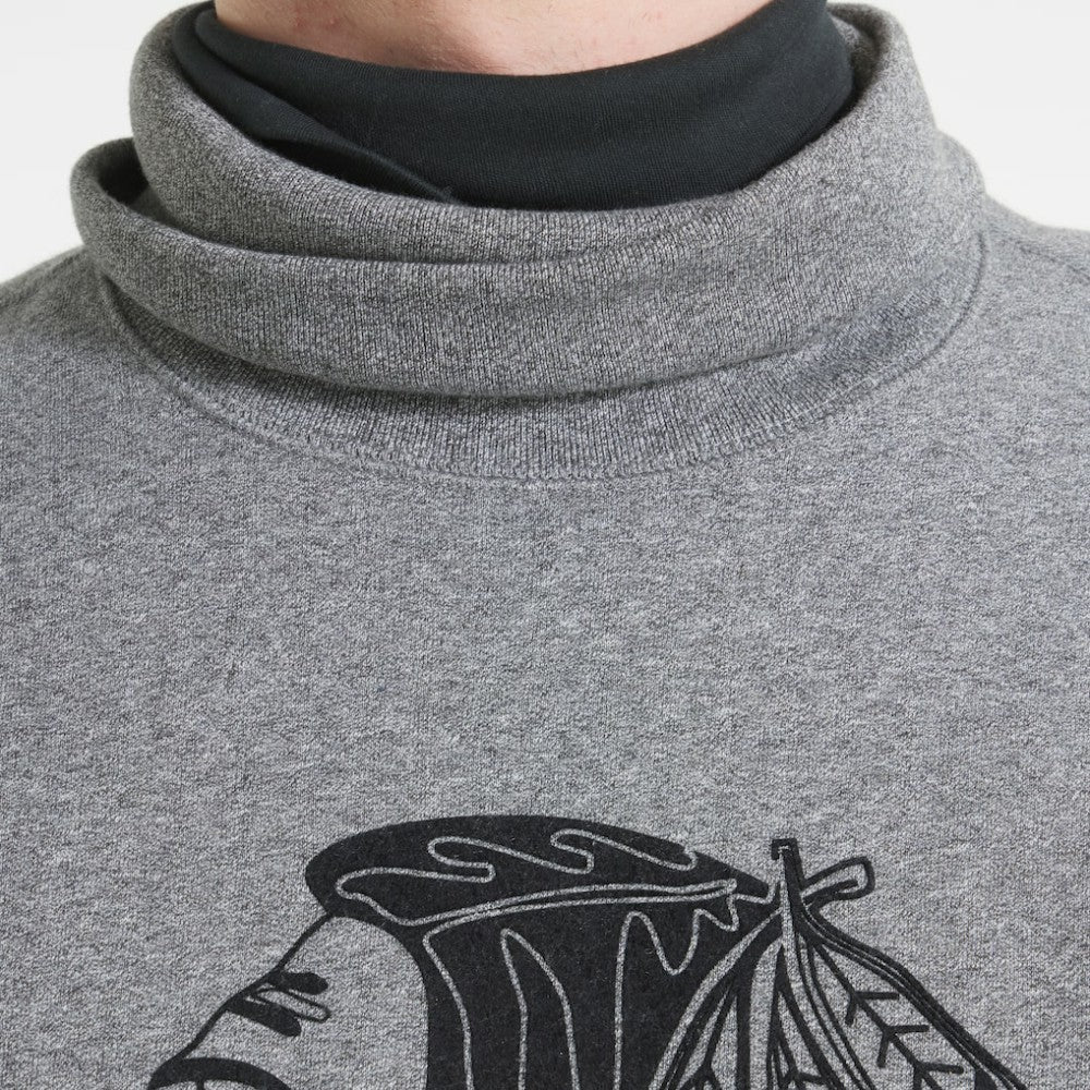 Chicago Blackhawks Todd Snyder by Fanatics Relaxed Canadian Fleece Turtleneck - Dark Heather Gray | Fanatics Lifestyle