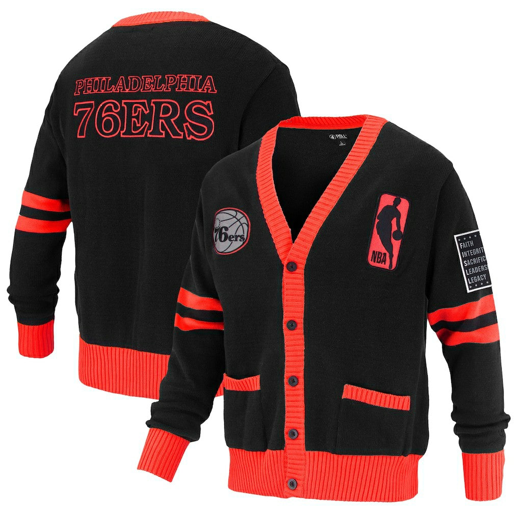 Philadelphia 76ers FISLL Unisex Logoman Shadow Collection Full-Button Cardigan Sweater Black