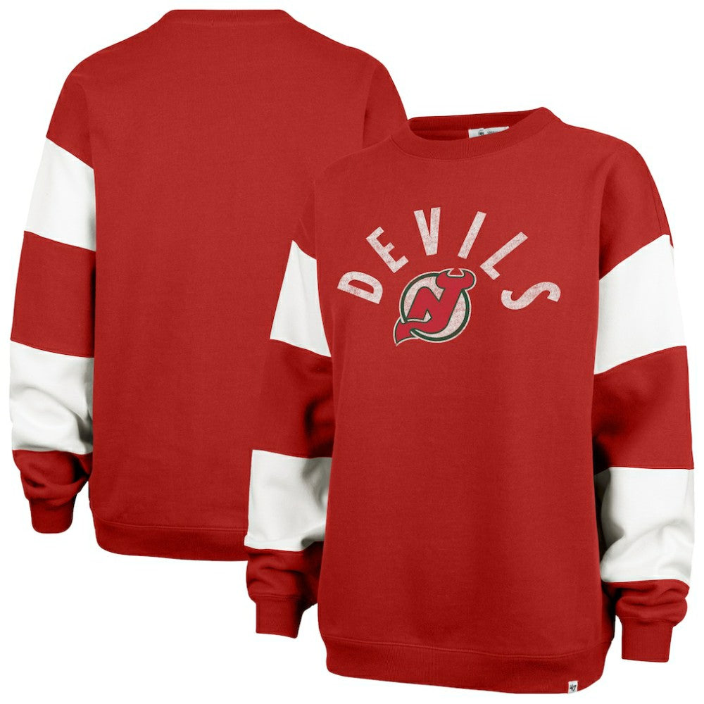 New Jersey Devils '47 Women's Eephus Barred Pullover Sweatshirt - Red | 47 brand Clearance