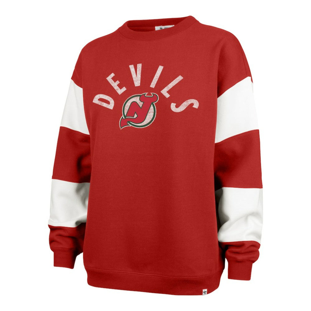 New Jersey Devils '47 Women's Eephus Barred Pullover Sweatshirt - Red | 47 brand Clearance