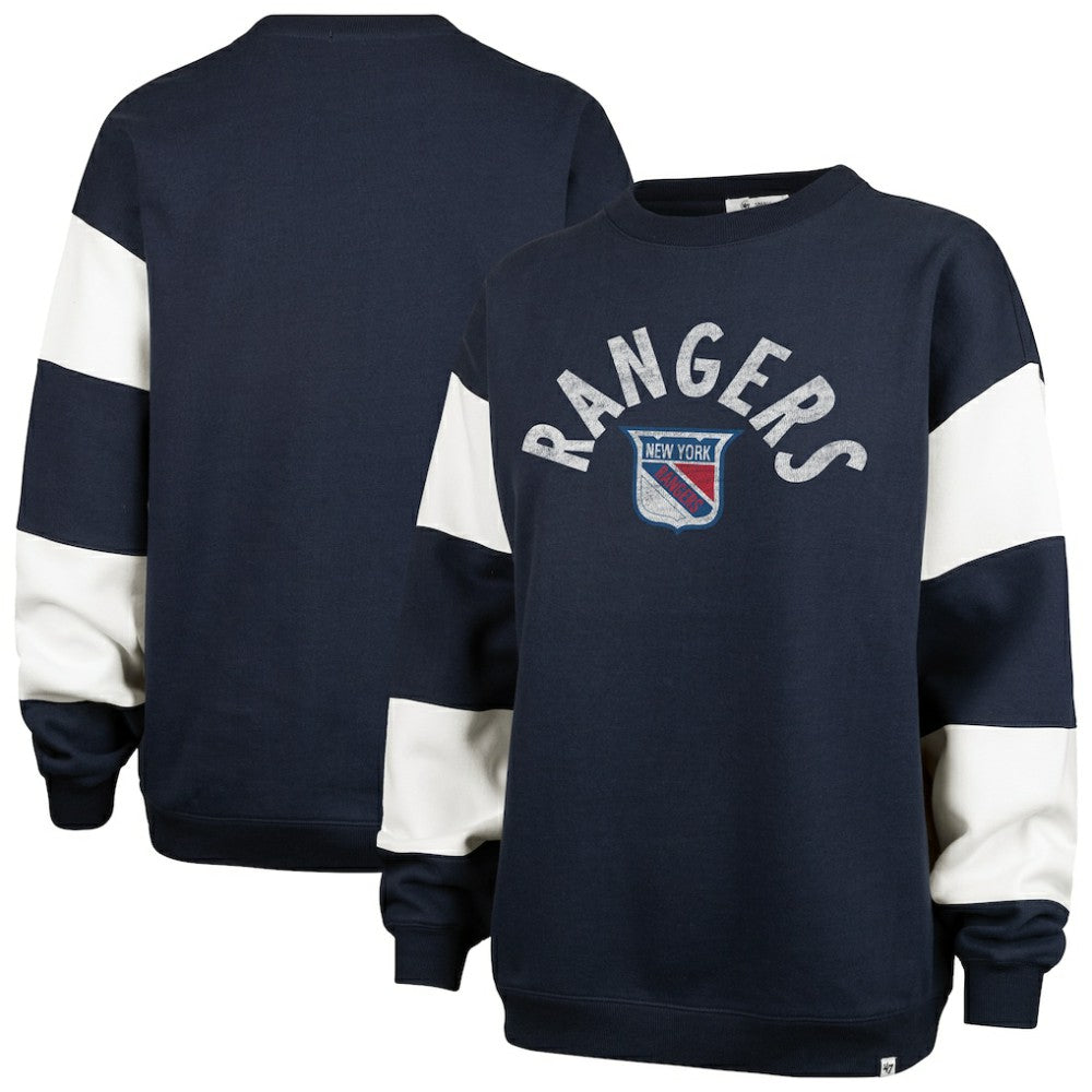 New York Rangers '47 Women's Eephus Barred Pullover Sweatshirt - Navy | 47 brand Lifestyle