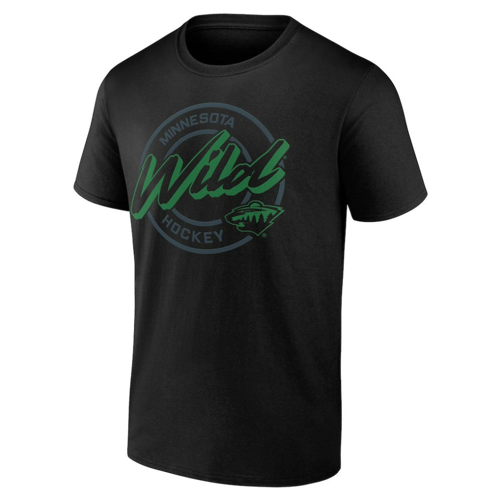 Minnesota Wild Color Block Puck T-Shirt - Black | NHL Clearance