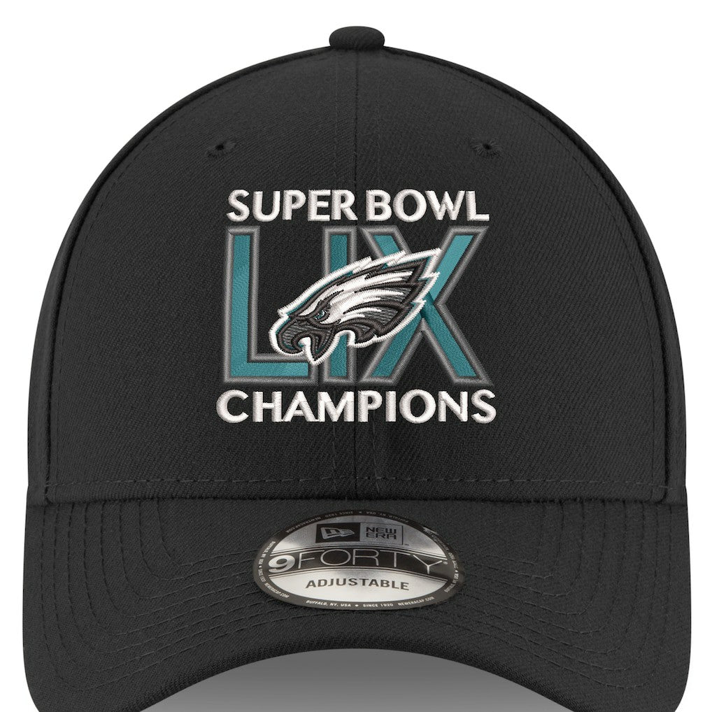 Philadelphia Eagles New Era Super Bowl LIX Champions 9FORTY Adjustable Hat - Black - NFL
