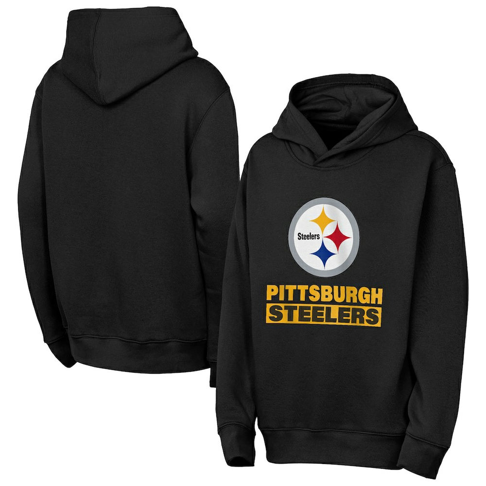 Pittsburgh Steelers Outerstuff Youth Back to Basics Hoodie - Black - NFL