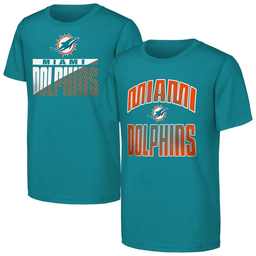 Miami Dolphins Outerstuff Youth Never Quit 2-Pack T-Shirt Set - Aqua - NFL